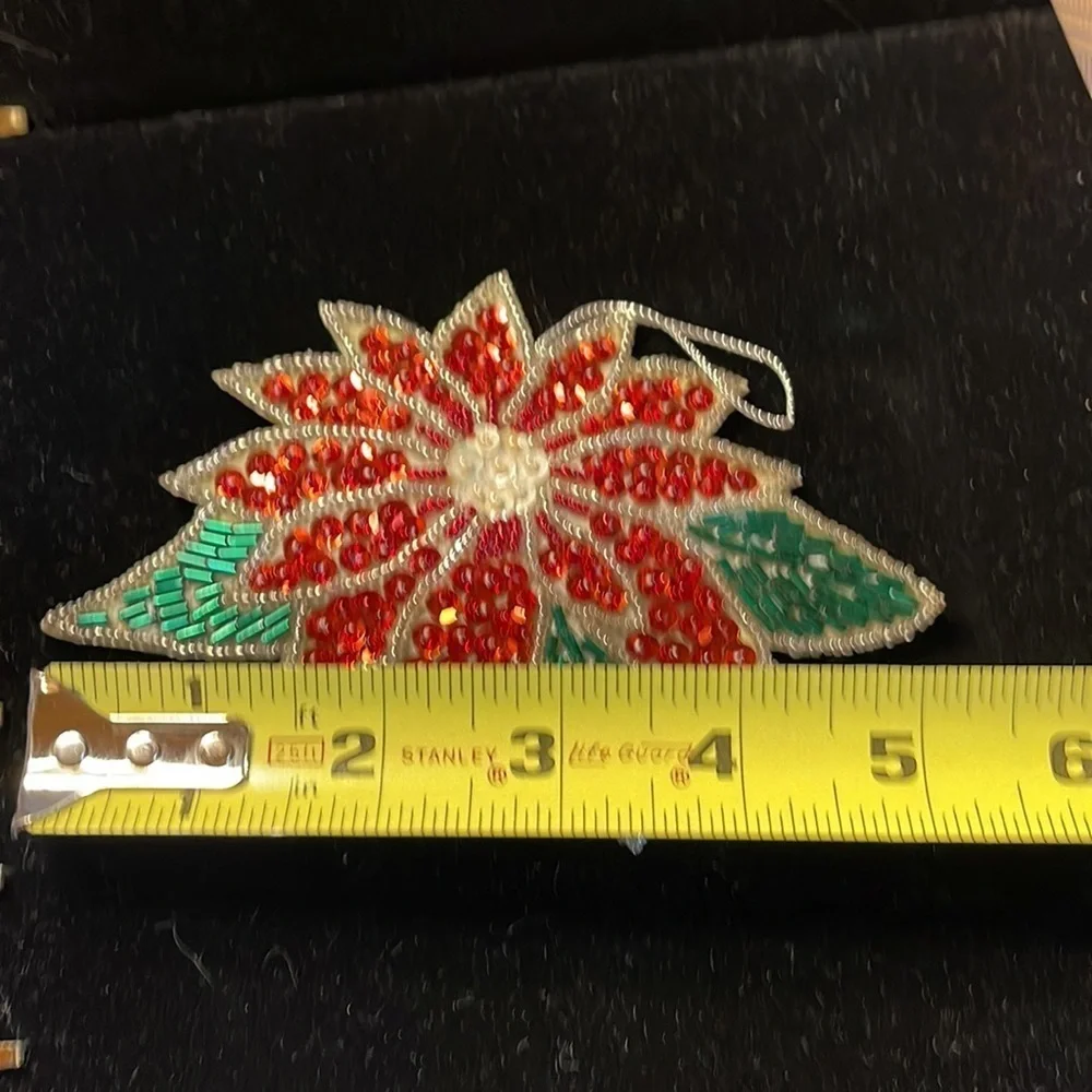 Avon Vintage Collectible Shimmering Poinsettia Christmas Ornament- Sequins
